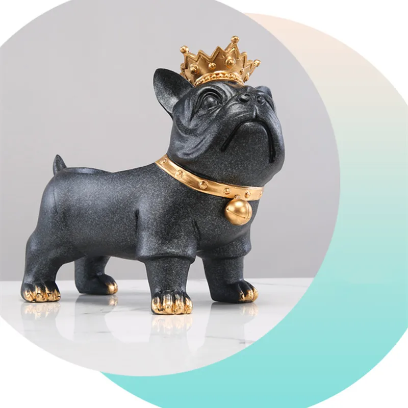 Home Decoration Model Accessories Cool Bulldog Figurine For Interior Big Mouth Dog Storage Box Maison Decor Resin Animal Art