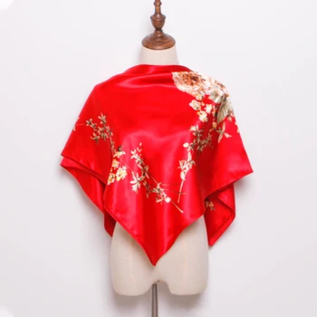 

Satin Floral Printed Silk Scarf Female Simulation Silk Satin Large Square Scarf Necker Chief Foulard Bandana Women Spring 2020