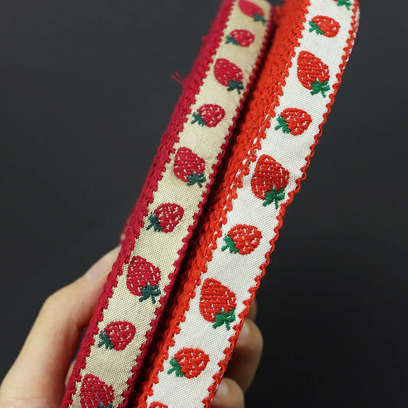 Vintage Strawberry Jacquard Cotton Embroidered Lace Fabric Trim DIY Sewing Handmade Craft Materials lace fabric