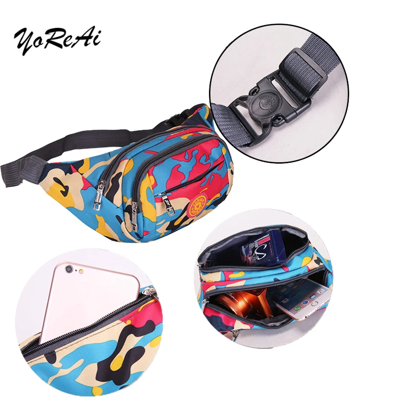 

Unisex Travel Women Waist Bag Hip Bag Camouflage Leisure Fanny Pack Hiking Banana Bum Belt Bags Large Capacity Belly Waist Packs