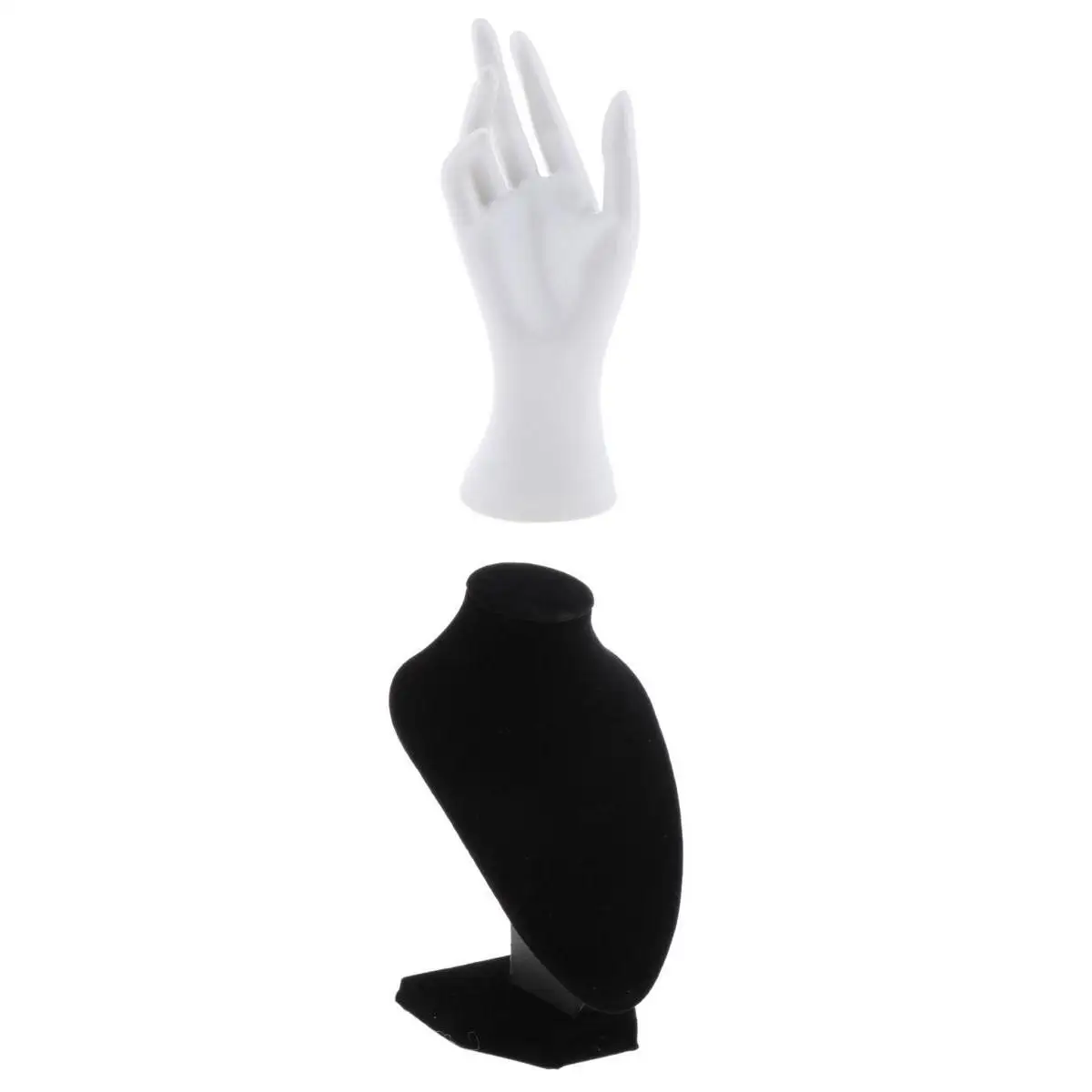 Velvet Necklace Bust Jewelry Pendant Display Stands Holder + Mannequin Hand