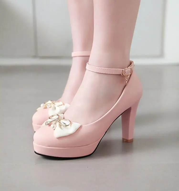 Японская прелестная обувь в стиле «лолита» с высоким уровнем очаровательные милые туфли на высоком каблуке с круглым носком Академии Стиль милый в стиле Mori Girl Женская обувь для косплея обувь для принцессы с бантом