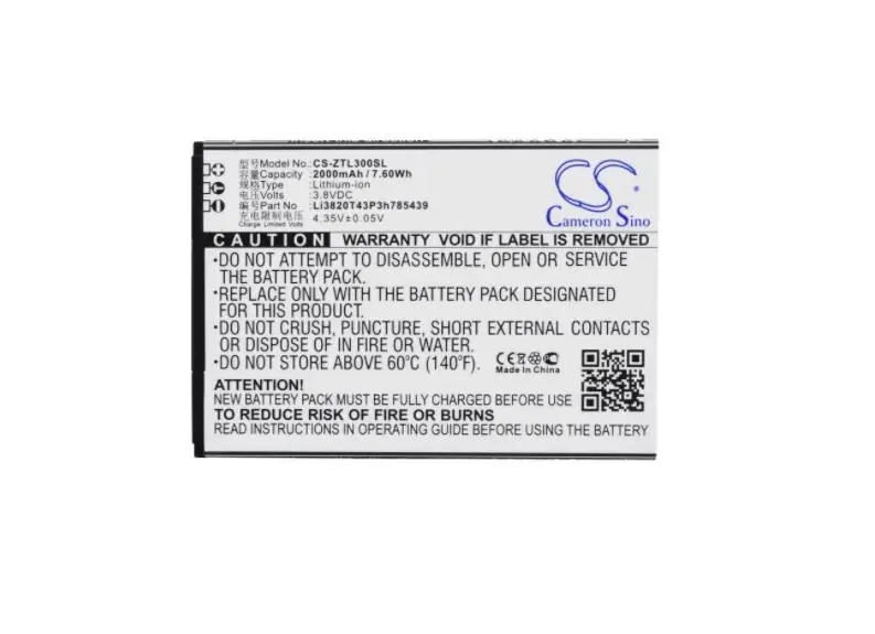 Cameron sino 2000 мАч батарея для zte Blade L3 Li3820T43P3h785439 мобильный, Смартфон батарея