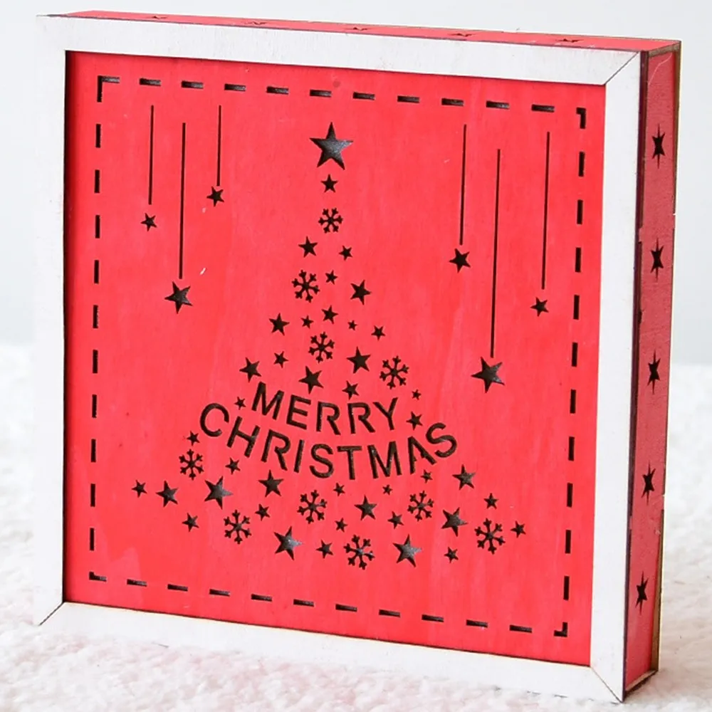 5 Desktop Ornaments Creative Christmas Wooden Hollow Light Ornaments Pendants Light Box Small Night Light Box Window Home Decors - Цвет: 5