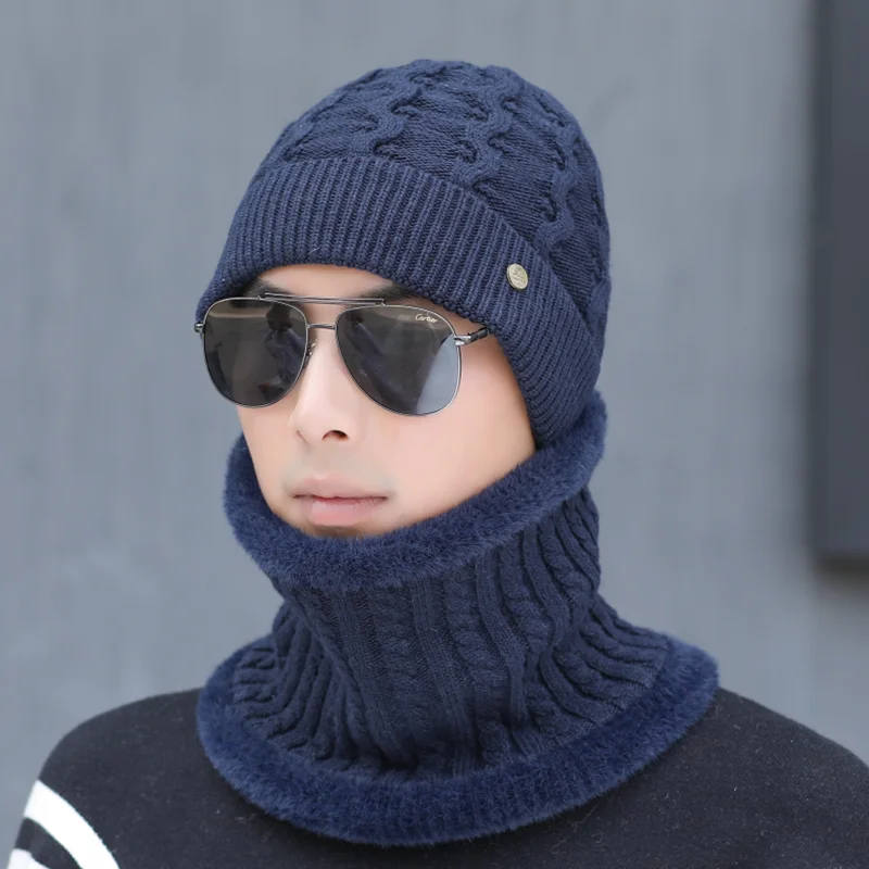 Skullies, зимние шапочки, мужская вязаная шапка, шарф с шерстяной подкладкой, мужские зимние шапочки, шапки Gorras для мужчин, шапочки