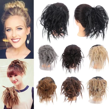 

MUMUPI 7 Inch Messy Bun Tousled hairpiece Elastic Band Chignon hair Curly Scrunchie Updo Cover Synthetic Hairpiece for women