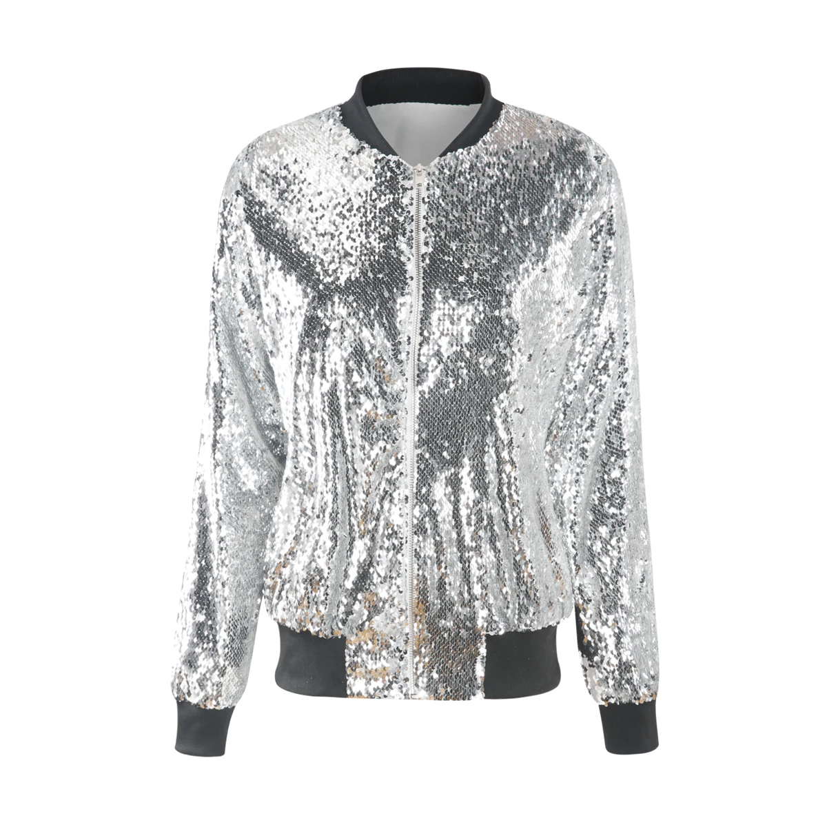 Куртка бомбер HDY Haoduoyi с блестками и круглым вырезом 6 цветов|jacket shine|sequin bomber jacketsequin