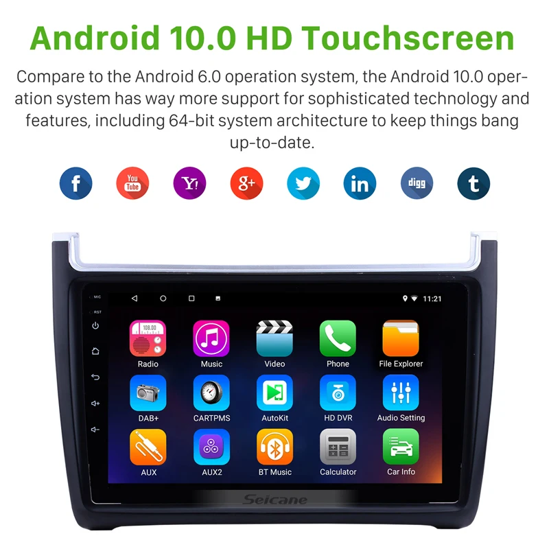 Seicane 9 дюймов 1024*600 Android 10 0 для 2012 2015 VW Volkswagen Polo автомобильное аудио стерео GPS