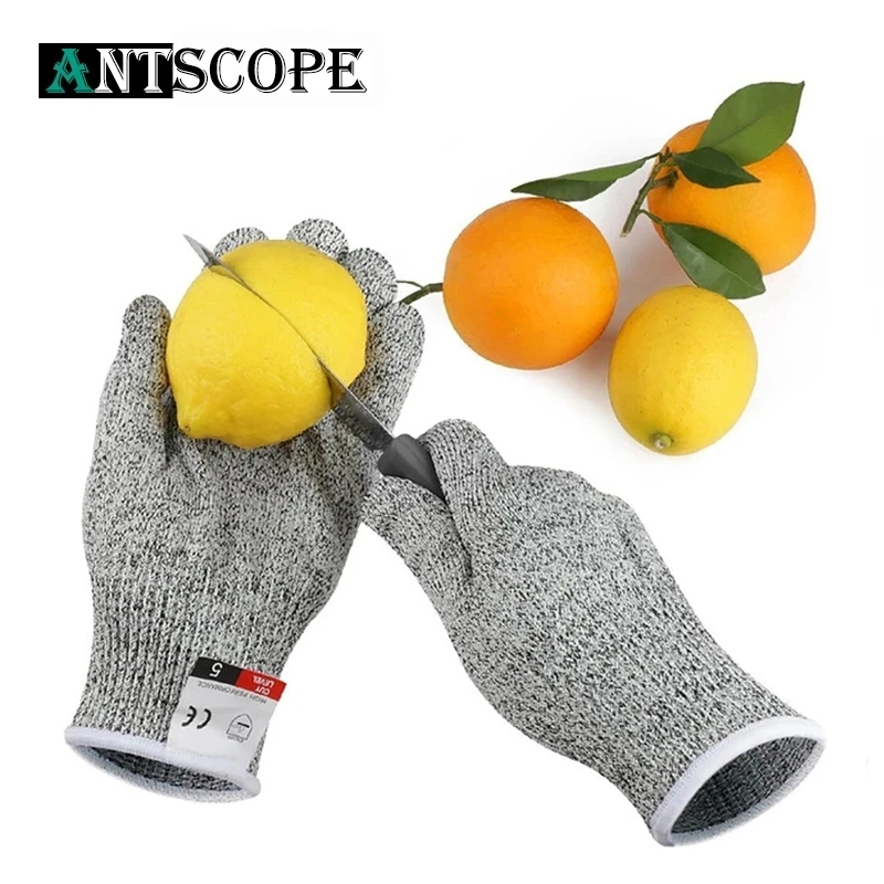 Перчатки с защитой от порезов Antscope Home рабочие перчатки цвета: серый черный HPPE ANSI