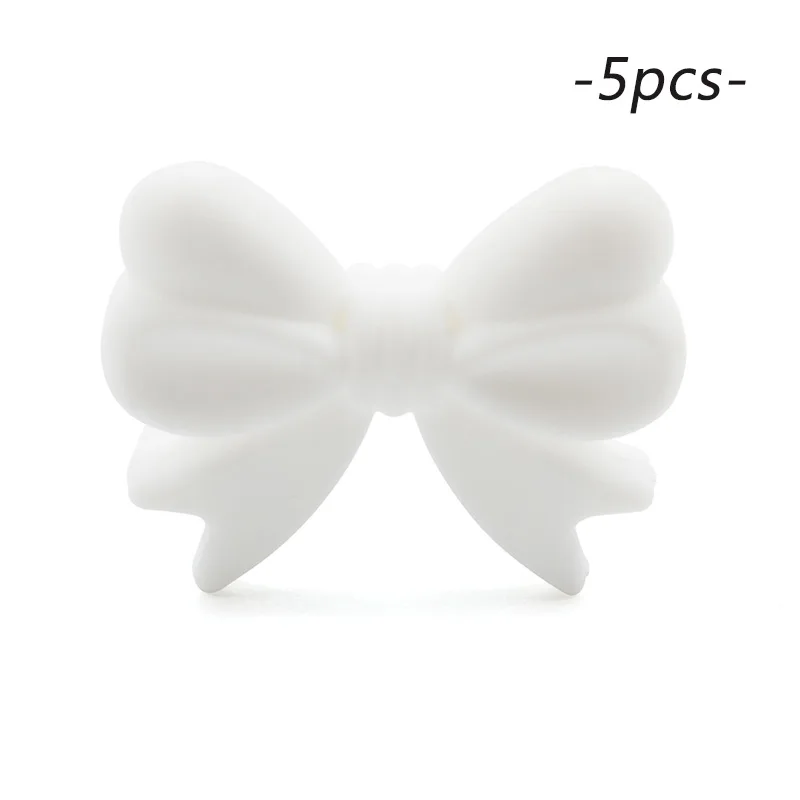 LOFAC Silicone Cartoon Bow Tie Beads - 5pcs Set for DIY Keychains & Jewelry Accessories