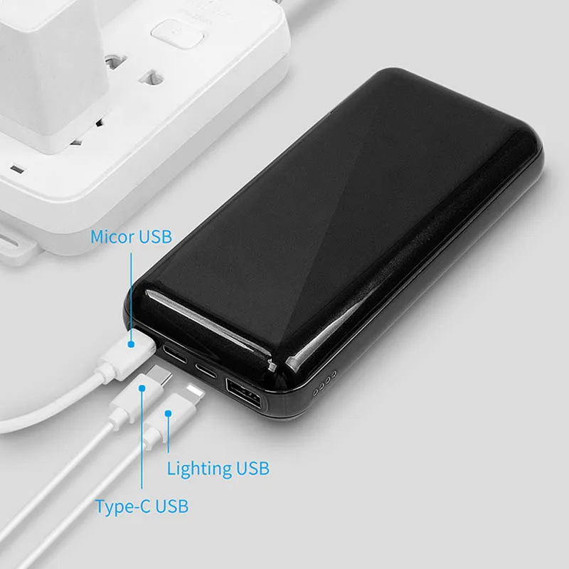 TUOSHIKE внешний аккумулятор 20000 мАч для iPhone 7, 8, XS, MAX, samsung, Xiaomi, huawei, тройной usb-порт, портативный внешний аккумулятор