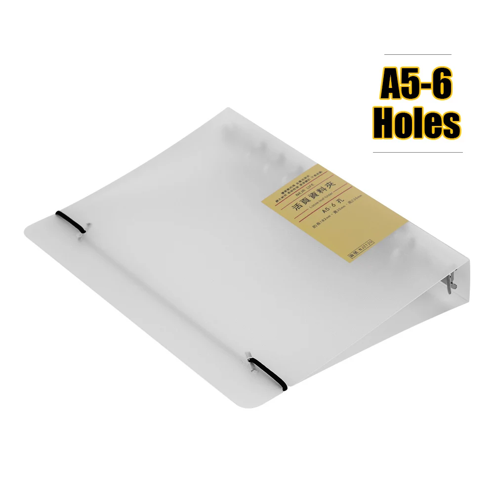 Binder PP Cover Translucent Binder Folder Protector Rings Clip with Elastic Bands Straps for Office School Supplies