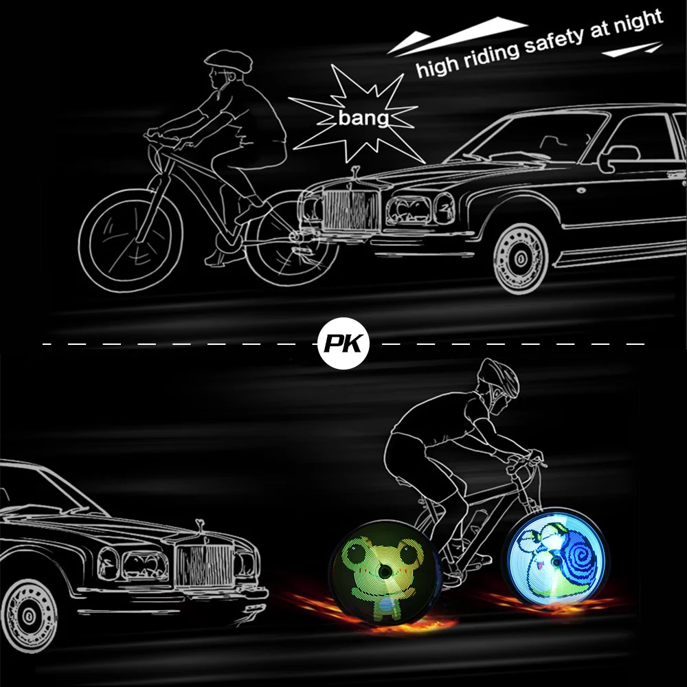 128 LEDs Bike Light Wireless Bicycle Spokes Lights Color Changing Programmable Bicycle Light Spoke Wheel Light Bike Light Lamp