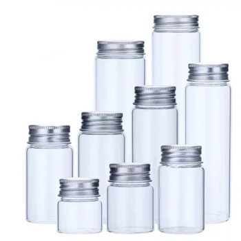 

80PCS 50/90/120/150/200/240ml Glass Bottles with Golden/Silver Aluminum Caps Glass Spice Jars Glass Vials for Wedding Craft Jars