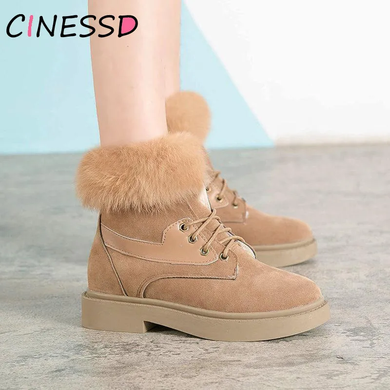 

Real Fur Snow Boots Womens Flat Heel Shose 2019 Hot New Autumn Winter Fashion Keep warm Woman Boots Brand Woman Ankle Botas