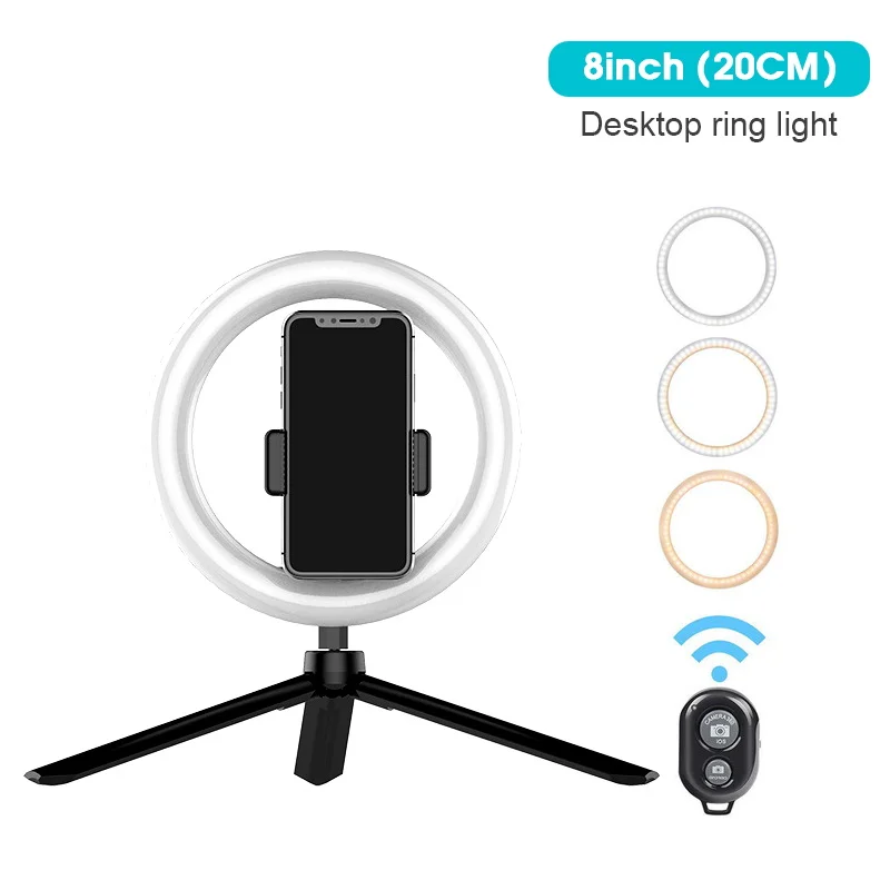 

Photography Lighting Phone Ringlight Tripod Stand Photo Led Selfie Bluetooth remote Ring Light Lamp TikTok Youtube Video Live