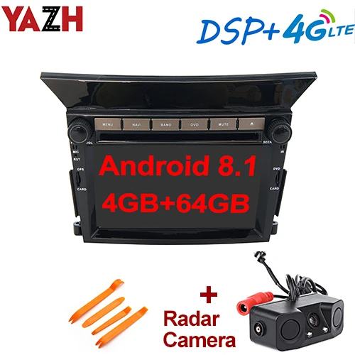 with Radar camera YAZH Android 8,1 4 Гб 64 Гб Авторадио Мультимедиа для Honda Pilot 2009 2010 2011 2012 с Bluetooth 5,0/DSP/4G sim-карты/SWC/OBD - Цвет: with Radar camera
