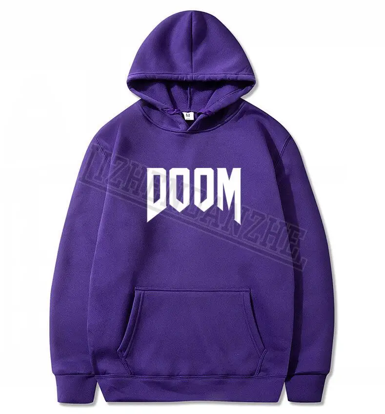 Летние Новые брендовые модные толстовки с капюшоном с символикой игры «Doom»-все время отличная видеоигра Unoffical в мужской Мужской Женский свитшот Топы - Цвет: Фиолетовый