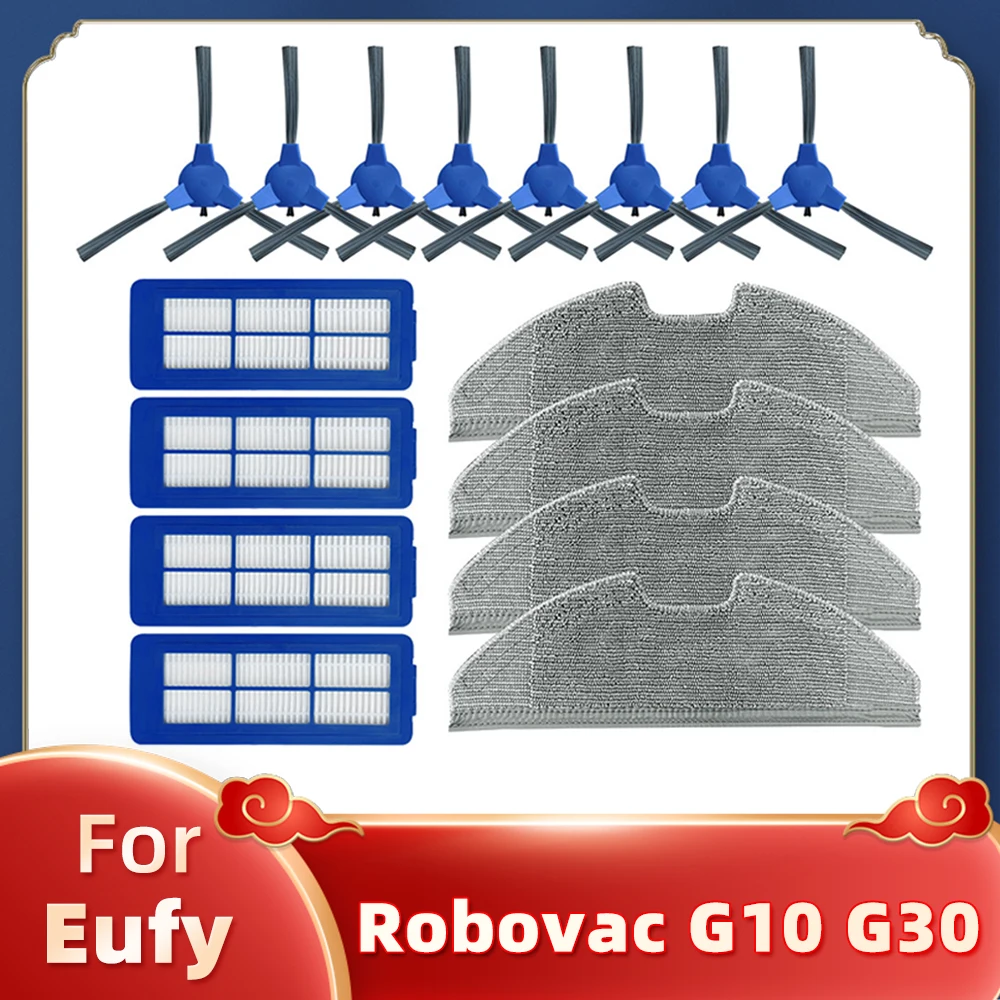 Robô Aspirador Peça de Reposição Acessório Filtro Hepa Escova Lateral Mop Pano Substituição de Pano Fit para Eufy Robovac G10 G30