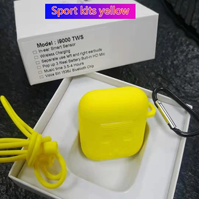 i9000-Yellow-kits I9000 tws 1:1 Smart sensor 8D Bass Pop Up Беспроводная зарядка Bluetooth наушники 8D Super Bass pk W1 i200 i2000 i5000 - Цвет: i9000-Yellow-kits