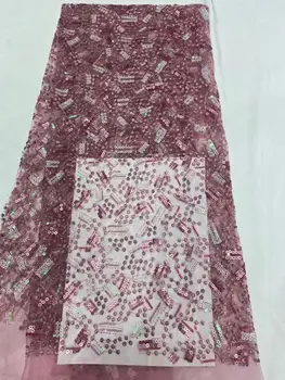 

African Wine Organza Sequins Lace Fabric 2020 Hot Sale Nigerian Wedding Dress High Quality Organza French Net Mesh Lace