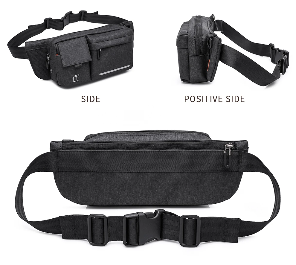 Neouo Black Nylon Multifunctional Business Fanny Pack Various Views