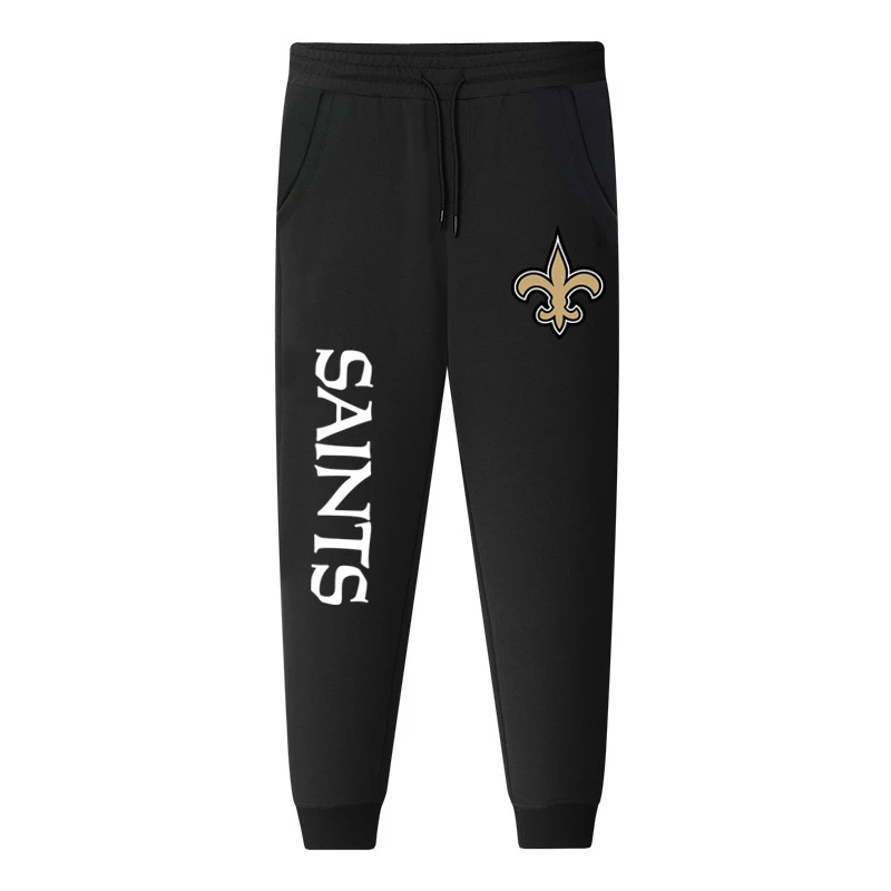 Saints Black Патриоты чемпионы плюс бархатные зимние спортивные штаны Vikings Saints Мужские Женские Теплые повседневные спортивные штаны брюки для влюбленных XS-5XL - Цвет: Saints Black