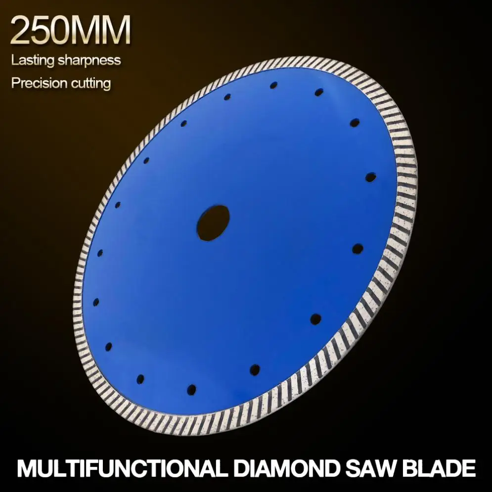 

250mm Turbo Shape Diamond Saw Blade Volcanic Rock Cutting Blade Support Wet and Dry Cutting for Ceramic / Stone / Masonry/Brick