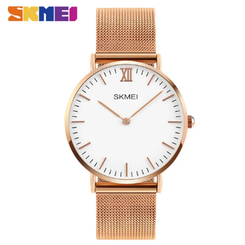 Rose Gold SKMEI модные повседневные женские кварцевые часы люксовый бренд золотые часы для женщин простой дизайн наручные часы для женщин Relogio mujer 1181 - Цвет: Rose Gold