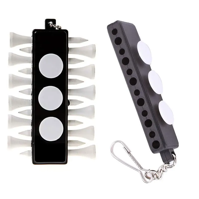 Golf Tee Holder Carrier Clips 12 Tees With 3 Ball Markers With Keychain