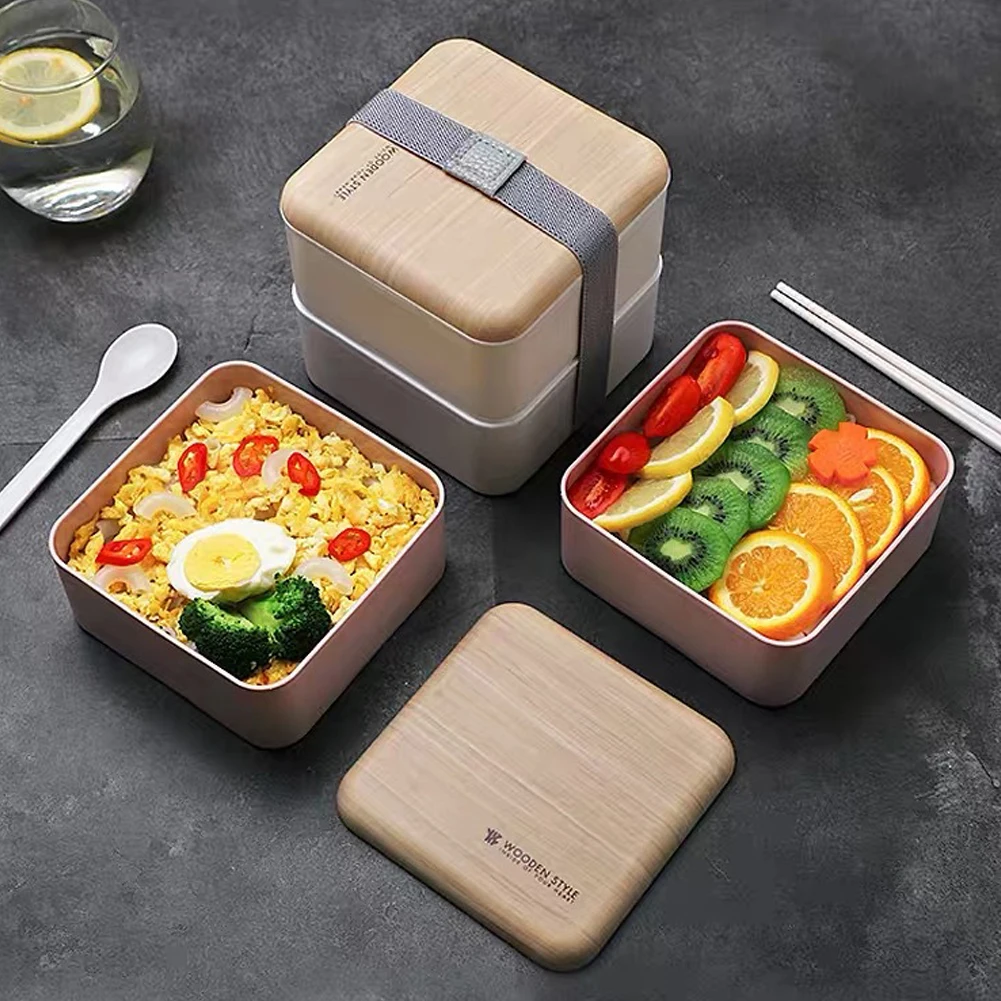 1200 мл микроволновая печь двухслойный Ланч-бокс деревянный салат Bento box BPA бесплатно портативный контейнер коробка для студентов