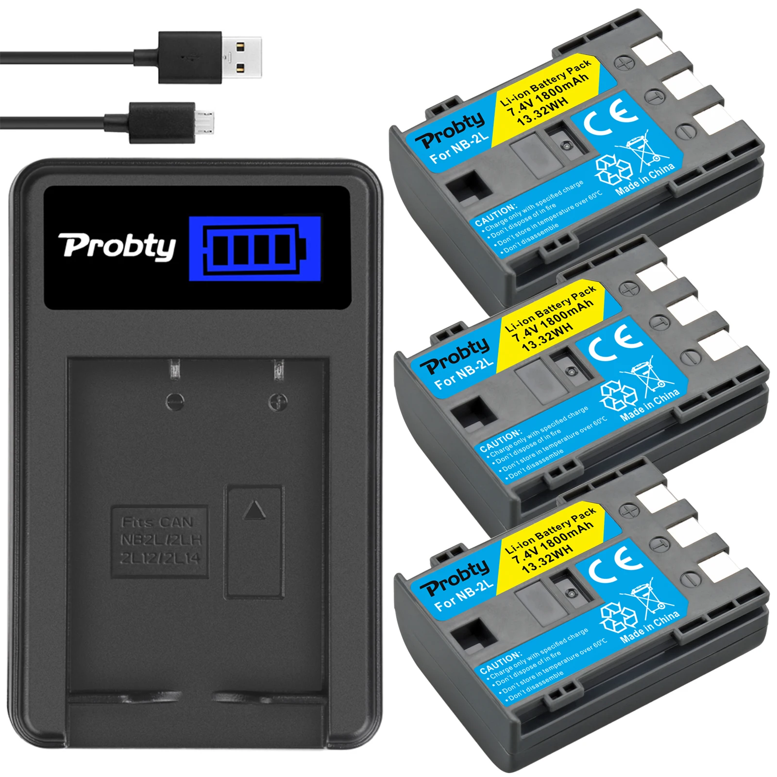 3 шт. PROBTY NB-2L NB2L батарея камеры+ ЖК-зарядное устройство USB для Canon EOS 400D S80 S70 S50 S60 350D G7 G9 Kiss N X Rebel XT XTi