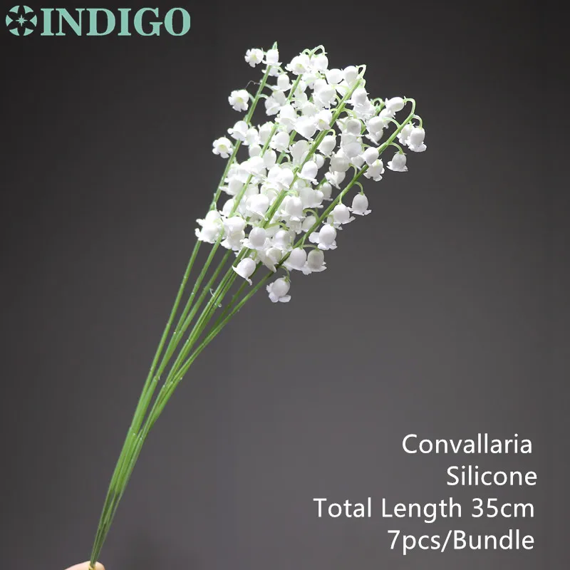 7 Piece White INDIGO-7pcs/Buandle белый Convallaria букет мини размер силиконовые в форме цветка Свадебный цветок для невесты стол центральный - Цвет: 7 Piece White
