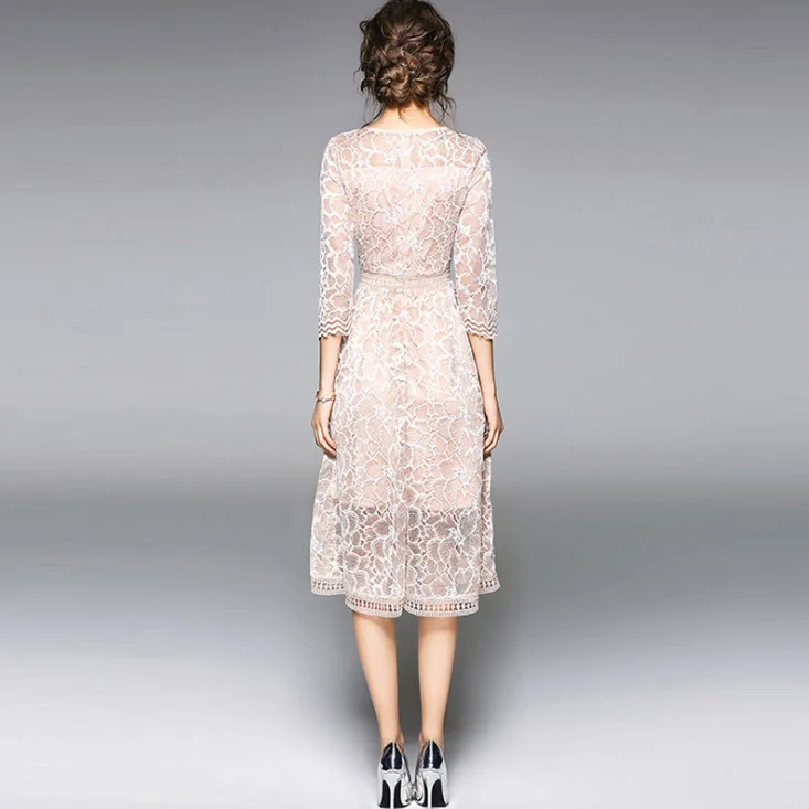 2019 летнее кружевное милое платье до колена с цветочным рисунком Женские