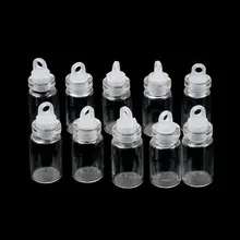 10pcs 1 ml mini frascos de vidro pequenos frascos de vidro transparente miniatura multi uso tampa plástica rolha desejo garrafa de vidro vazio