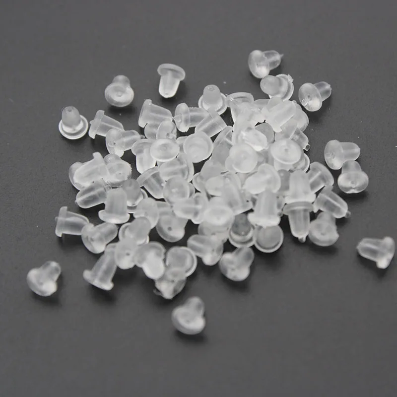 

200pcs/lot 4x4.5mm Silicone Rubber Earrings Backs Stoppers Round Ear Plugging Blocked Plastic Ear Back for DIY Jewelry Making
