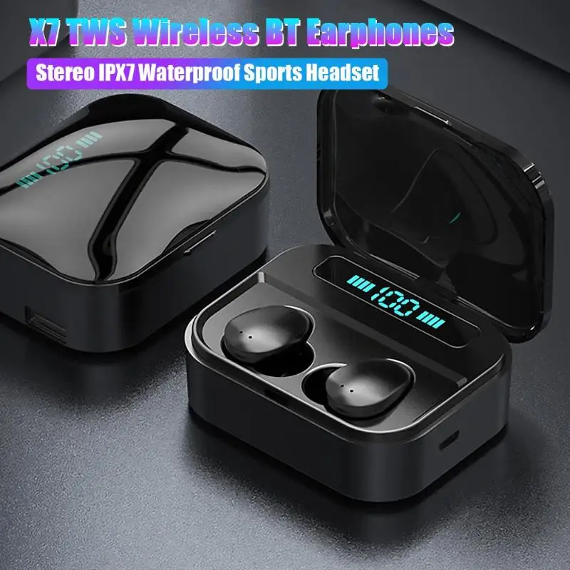 X7 TWS беспроводной Bluetooth 5,0 наушники стерео IPX7 водонепроницаемая Спортивная гарнитура легкое касание ответа висячий телефон