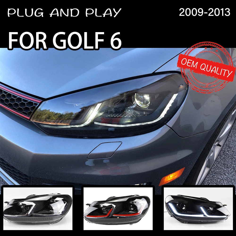 Фары для VW Golf 6 MK6 2009-2013 автомобильные светодиодные фары DRL Hella 5 ксеноновые линзы Hid