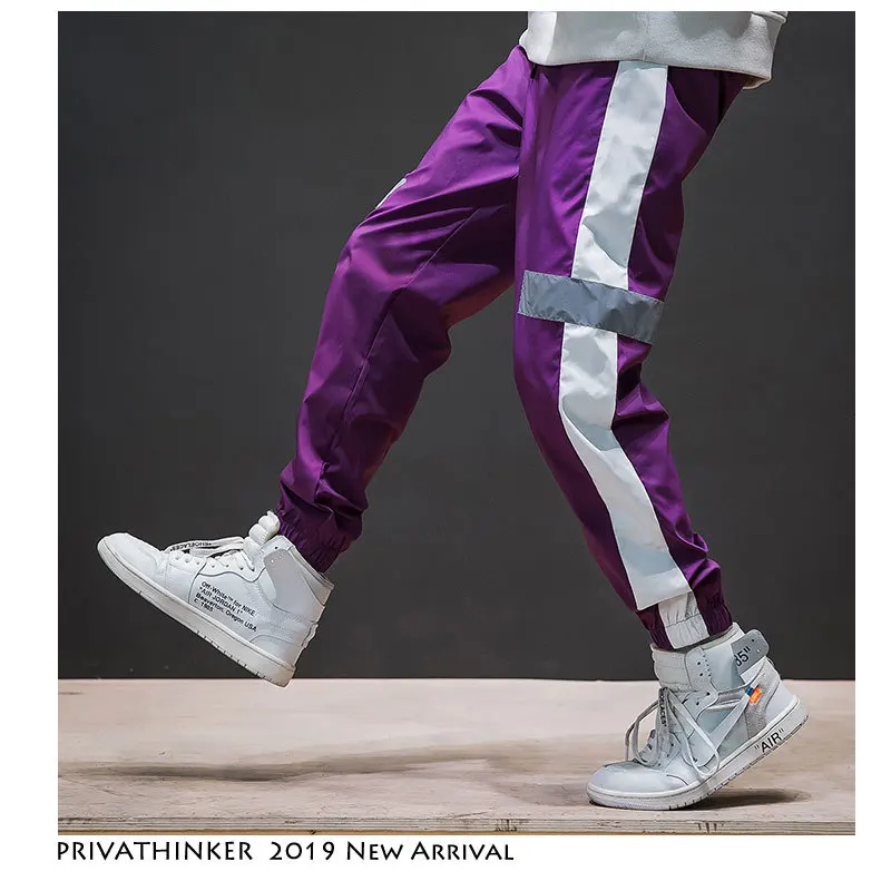 

Privathinker Clearance Men Pants Side Stripe Track Jogger Pants Men 2020 Reflective Label Track Harem Pants Homme Streetwear