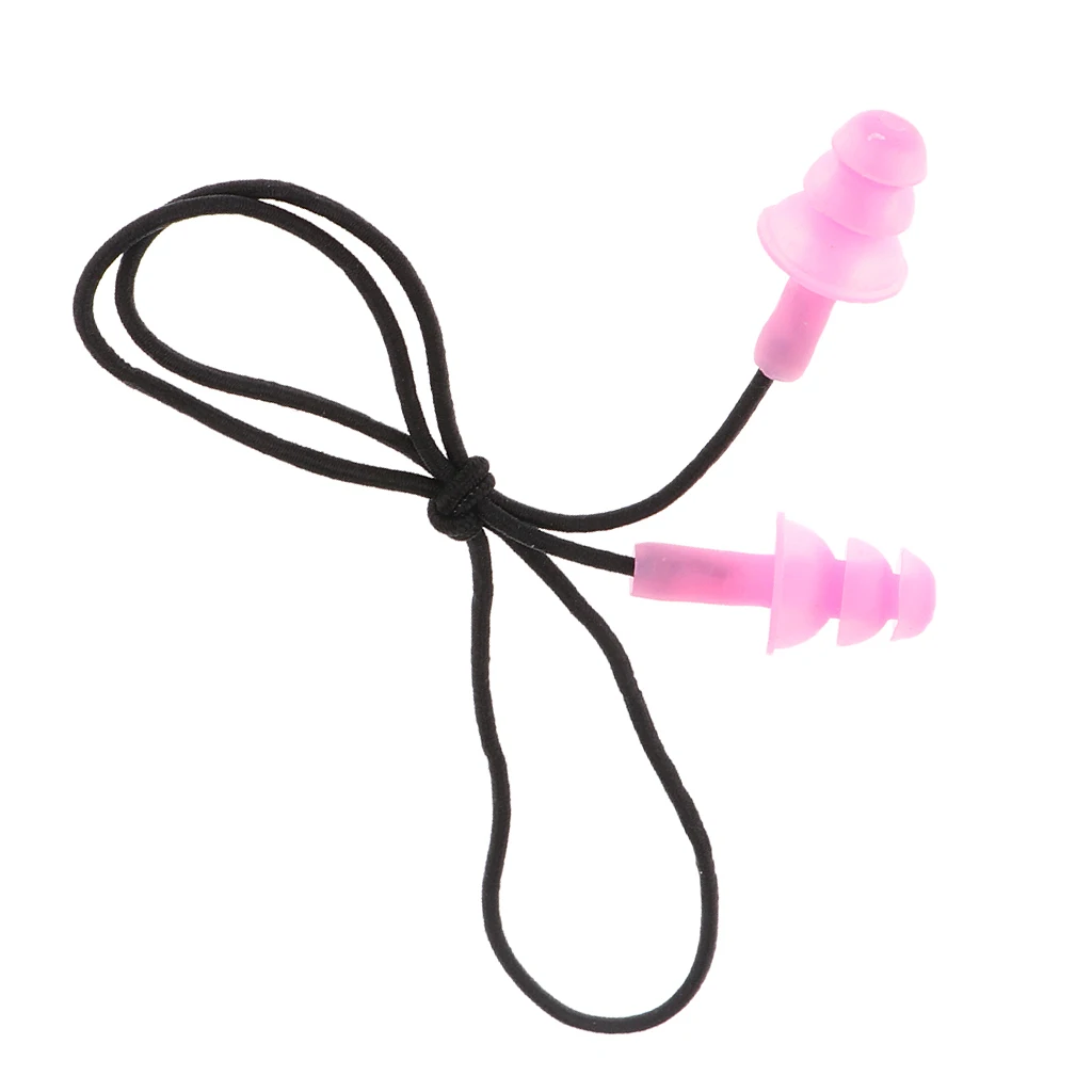 1 Pair Soft and Flexible Ear Plugs With String Cord for Swimming or Sleeping Silicone Swimming Earplugs Ear Protection