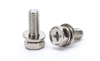 

GB9074.13 external hex three combination screw machine phillips Nickel plating M3 M4 M5 M6 M8 M10 screws bolt with washer