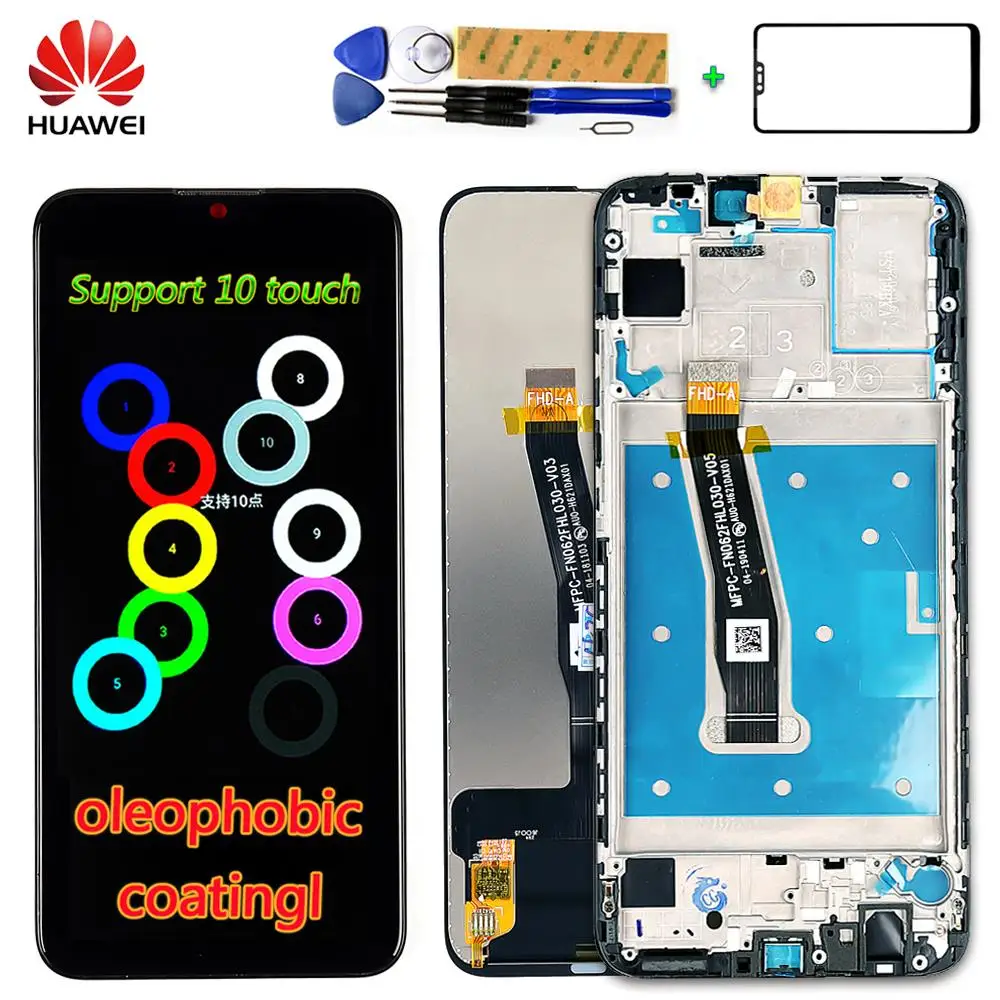 

6.21"Original For Huawei P Smart 2019 POT-LX1 L21 LX3 LCD Display Oleophobic Coating Touch Screen Digitizer Assembly 10 Frame