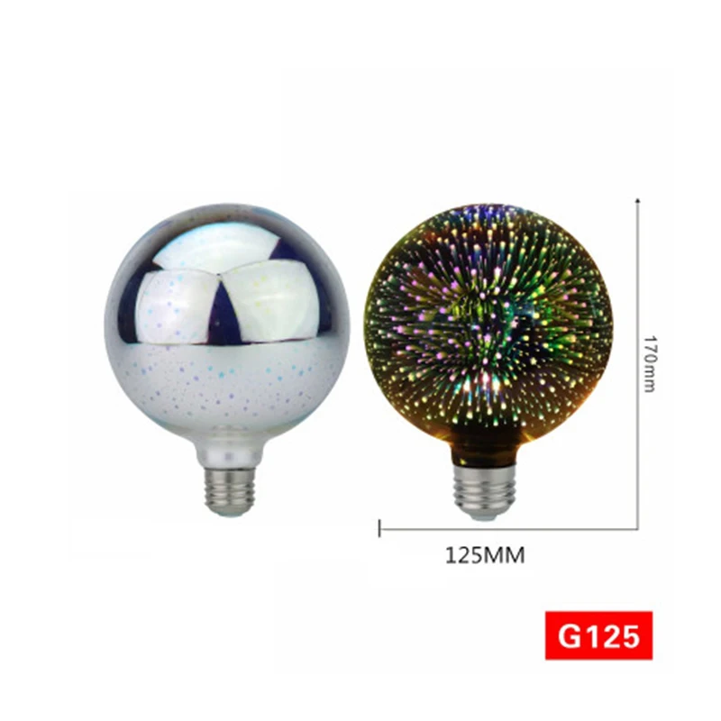 Retro Led Bulb 3D Decorative Bulb Fireworks Atmosphere E27110 220V ST64 G95 G80 G125 A60 Edison Holiday Lights Christmas Lights