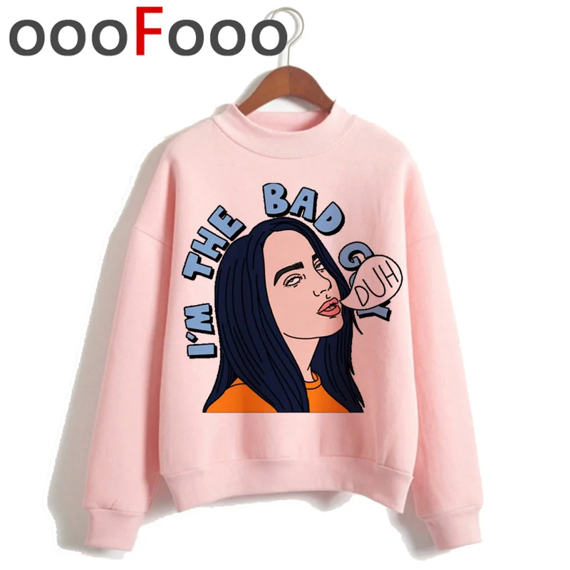 Billie Eilish Bad Guy Harajuku толстовки для женщин Ullzang хип хоп Забавный мультфильм толстовка 90s Эстетическая теплая уличная толстовка женская - Цвет: H4286