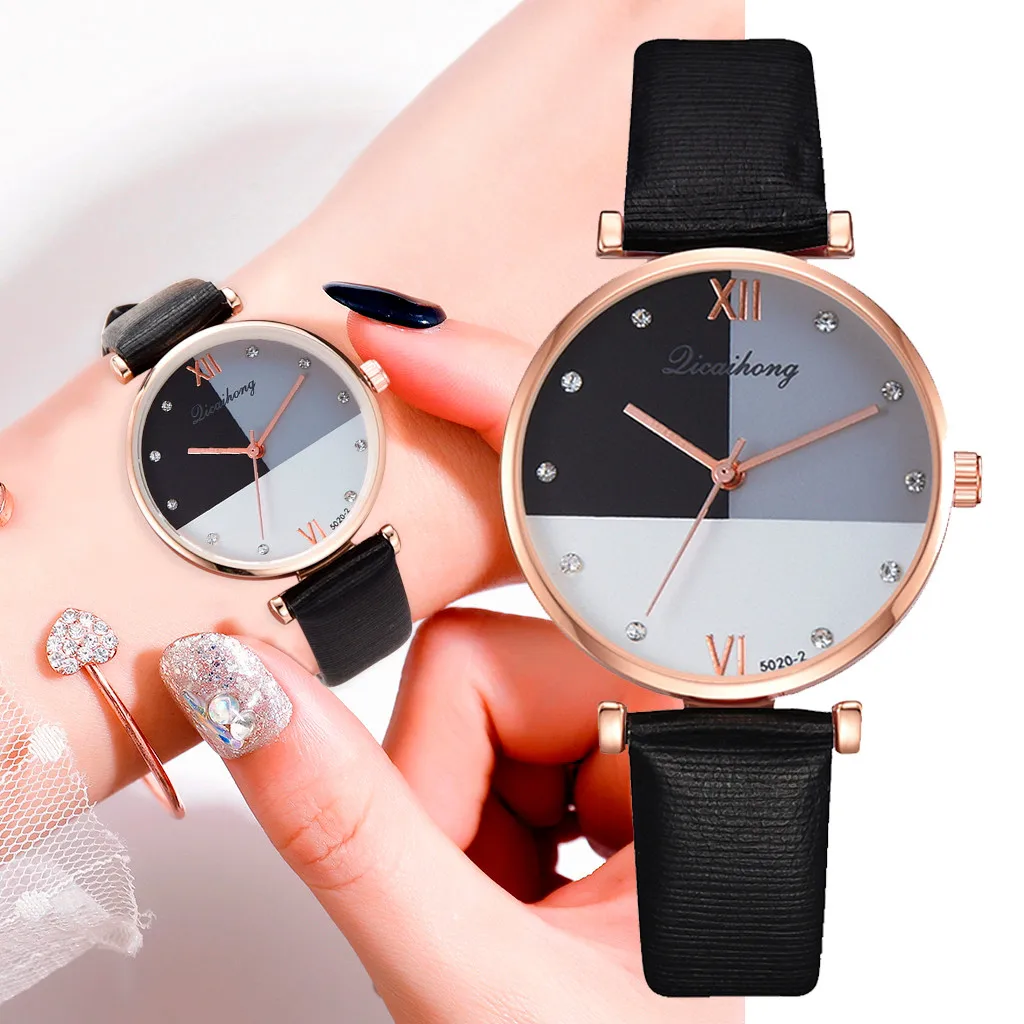 

Licaihong Simple Women Watches Three Color Flat Dial Fashion Belt Leather Strap Quartz Watch Female Clock Watches montre femme