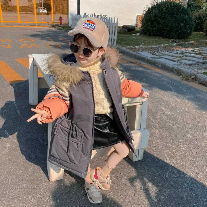 WLG girls boys winter down coats kids patchwork hooded 90% white duck down thick outerwear baby warm fashion clothes 3-8 years