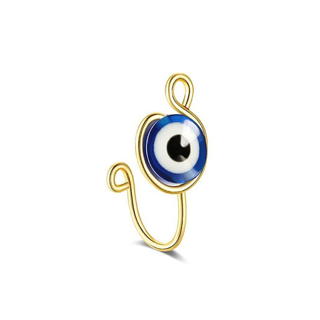 Fake Piercing Clip Nose Ring Cuff Body Jewelry for Women 2021 New Trend Red Blue Evil Eye Spiral Fake Nose Rings Ear Clip