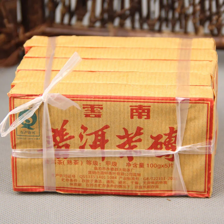 2008 Китай Юньнань спелый чай пуэр 5*100 г/шт. Чай пуэр древний чай листья Зеленая еда для здравоохранения похудеть|Чаедробильные машины| | АлиЭкспресс
