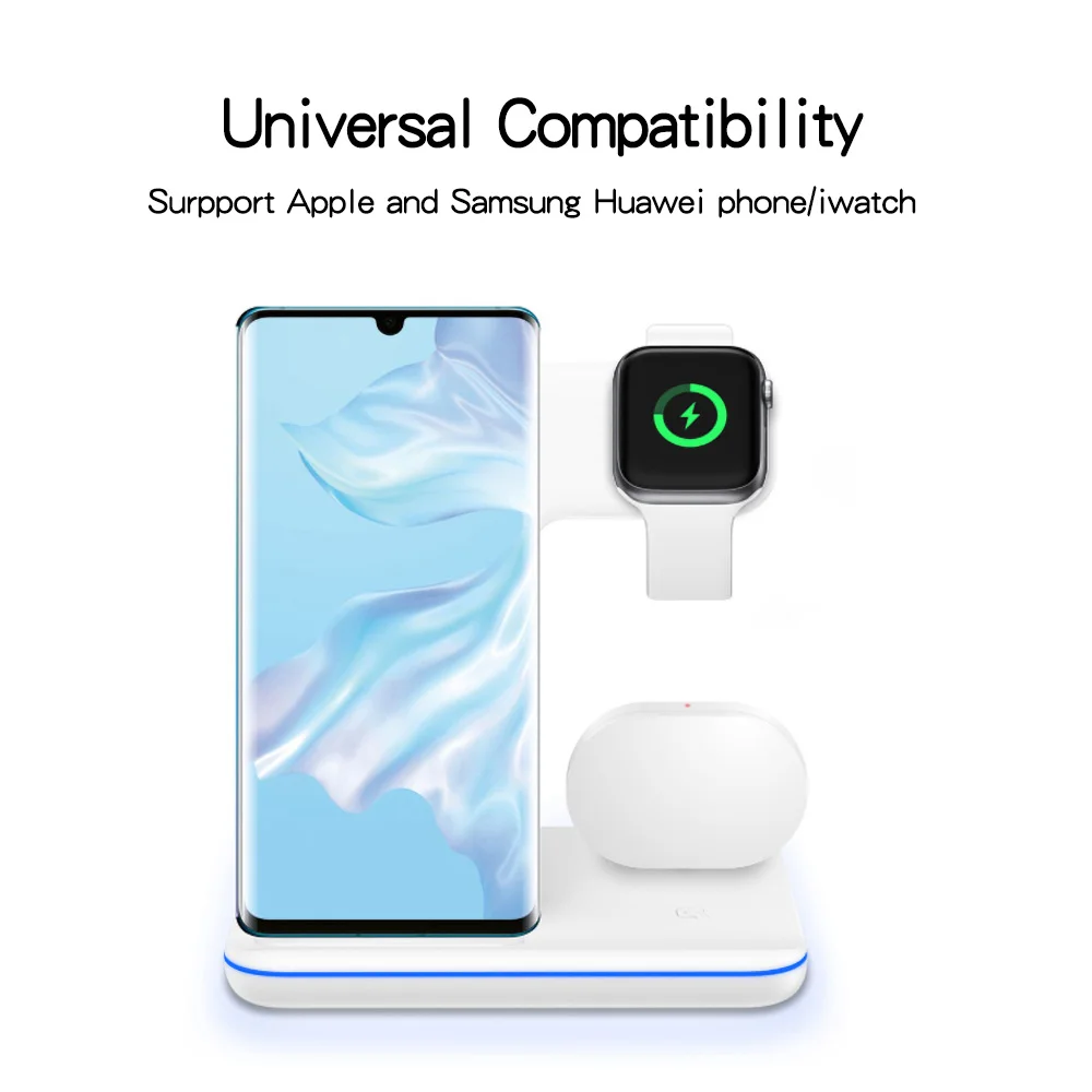 Беспроводное зарядное устройство для iPhone 11 11 PRO MAX samsung S10 быстрая Беспроводная 3 в 1 Зарядная площадка для huawei Xiaomi 9 Airpods iWatch 4 3 2