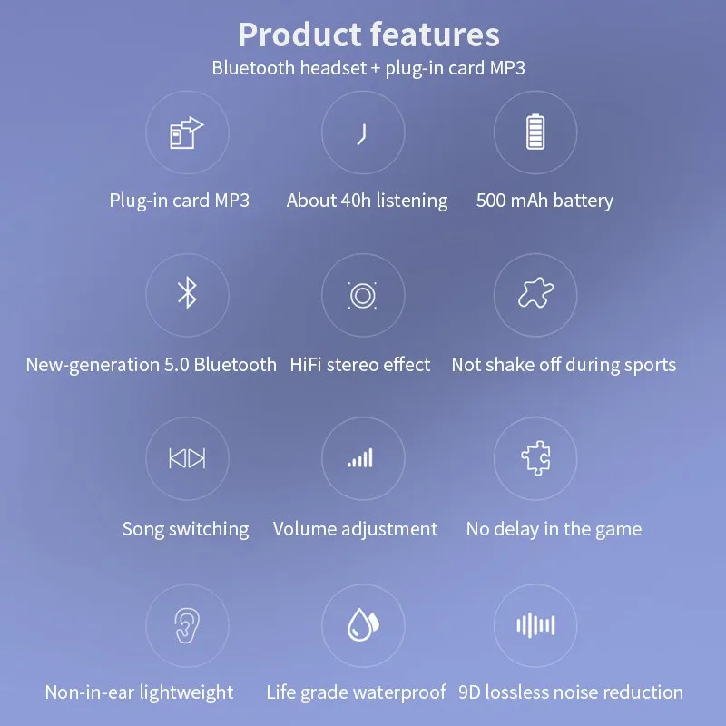 K31 5.0 Ear Hook Bluetooth Headset Sports High Battery Capacity Card Music Earphone Noise Reduction Wireless Bluetooth Headphone14